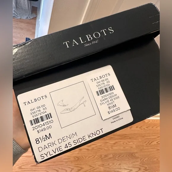 Talbots SYLVIE SIDE KNOT SLINGBACKS DENIM Blue Kitten Heel sz 8.5 - Picture 7 of 7